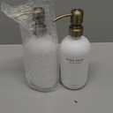 Vine Creations White Glass Soap Dispenser Set, Dish Soap and Hand Soap Dispenser Set with Stainless Steel Pump, 16 oz Glass Dispensers for Kitchen or Bathroom Decor (Matte White Bottle/Brushed Brass)