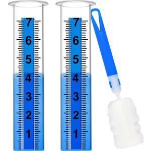 Rain Gauge Outdoor, Rain Gauge Replacement Tube, 7" Capacity Plastic Rain Gauges Outdoors Best Rated, Large Guage for Yard Garden Fence Lawn Farm, 2 Pcs Tubes with 1 Clean Brush