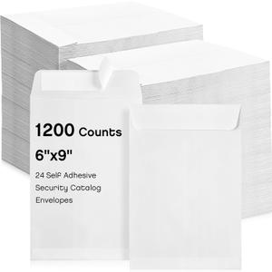 Fuutreo 1200 Counts White Envelopes 6 x 9 Inch Self Adhesive