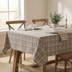 Horaldaily Buffalo Plaid Tablecloth 5584 Inch Rectangular, Beige Buffalo Checkered Table Cloth, Washable Farmhouse Table Decor for Dinner/Party Decoration/Holiday