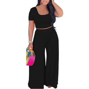 HBQ Two Piece Outfits For Women Casual Sweat Suits Backless Short Sleeve Crop Tops Wide Leg Pants Lounge Sets Tracksuit-Black-XL, X-Large HBQ Two Piece Outfits For Women Casual Sweat Suits Backless Short Sleeve Crop Tops Wide Leg Pants Lounge Sets Tracksuit-Black-XL, X-Large