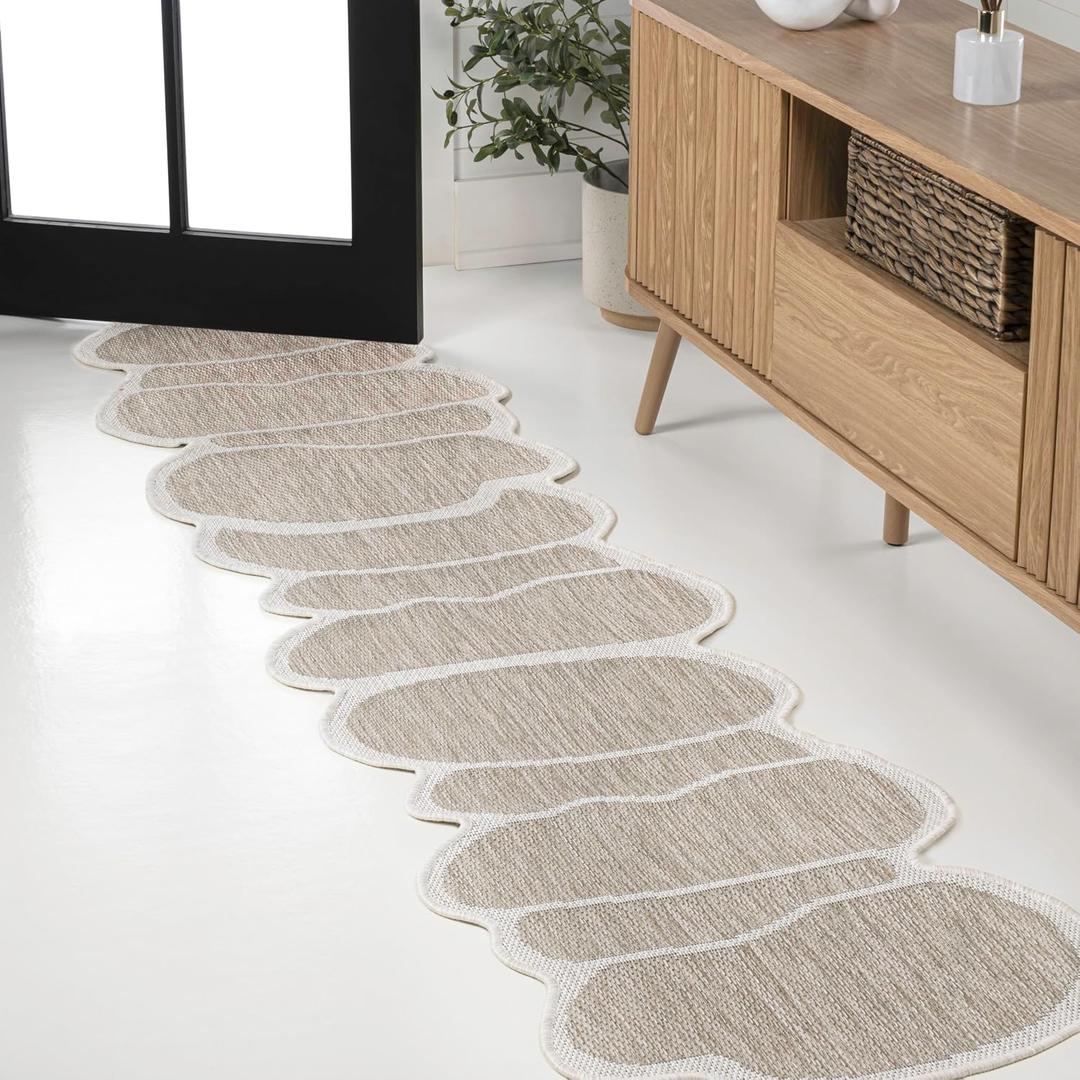 JONATHAN Y Rustic Abstract Indoor Outdoor Runner Rug 2X8 Beige/Cream, Jasper Modern for Backyard, Patio, Porch, Easy-Cleaning, High Traffic, Pet-Friendly, Non-Shedding (SHP101B-28)