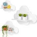 3 Pcs Cloud Shelves White Wavy Small Nursery Wall Decor Wall Mounted Cute Cloud Floating Shelves for Nursery Bathroom Living Room Bedroom Corner