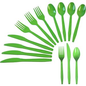 Sveikie 240 Pcs Disposable Heavy-Duty Plastic Cutlery Set, Including Green Party Forks, Knives And Spoons 80 Pieces Each, Suitable For Parties, Weddings, Birthdays, Home Offices, Takeout(Green)
