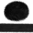 2 Inches Wide Christmas Faux Fur Ribbon Trim Fabric Roll for Christmas Tree Decor or Wreath Bows Craft, 3 Yards Long (Black,2 Inch)