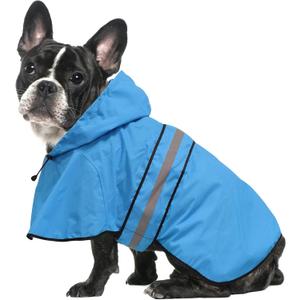 Waterproof Reflective Dog Raincoats - Adjustable Puppy Rain Coat Jacket, Lightweight Dog Hooded Slicker Raincoats Poncho for Small to X- Large Dogs and Puppies (Blue, Small)