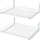 EVERHANGER Garage Wall Shelves 12x18 Inch, Wall Mounted Storage Shelf, Metal Shelf Rack, Heavy-Duty Shelf Organizer 2 Pack, White, 18X 12inch