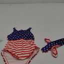 4th of July Baby Girl Outfit Sleeveless Romper US Flag Backless Bodysuit Jumpsuit+Headband
