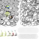 200Set 1.26 Inch Button Maker Supplies, 32mm Button Supplies Parts, Approx. 1.25 Inch Metal Blank Badge Parts with Blank Paper for Maker Machine Pin Maker Press