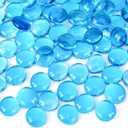 FUTUREPLUSX 5Lb Light Blue Flat Glass Marbles, Glass Beads Flat Gems Aquarium Pebbles Vase Filler Table Scatter Decor