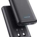 Upgraded Portable Charger 40800mAh Power Bank - Portable Battery with 2 Built in Cables,PD 25W USB C Fast Charging Battery Pack Compatible with iPhone 16 15 14 13 Android Phone etc-Black