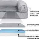 Furhaven Cooling Gel Dog Bed for Medium/Small Dogs w/ Removable Bolsters & Washable Cover, For Dogs Up to 35 lbs - Plush & Suede Sofa - Gray, Medium