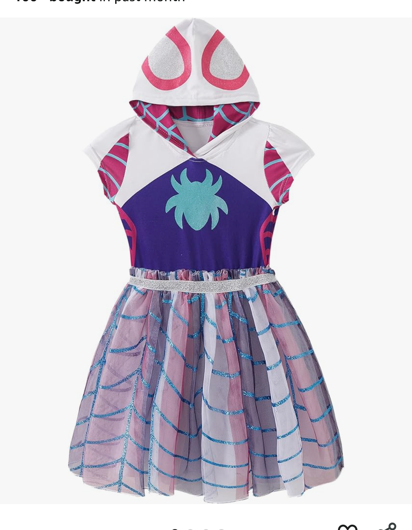 Marvel Spidey & His Amazing Friends Ghost Spider Girls Cosplay Hooded Tulle Dress for Toddler and Big Kids 7