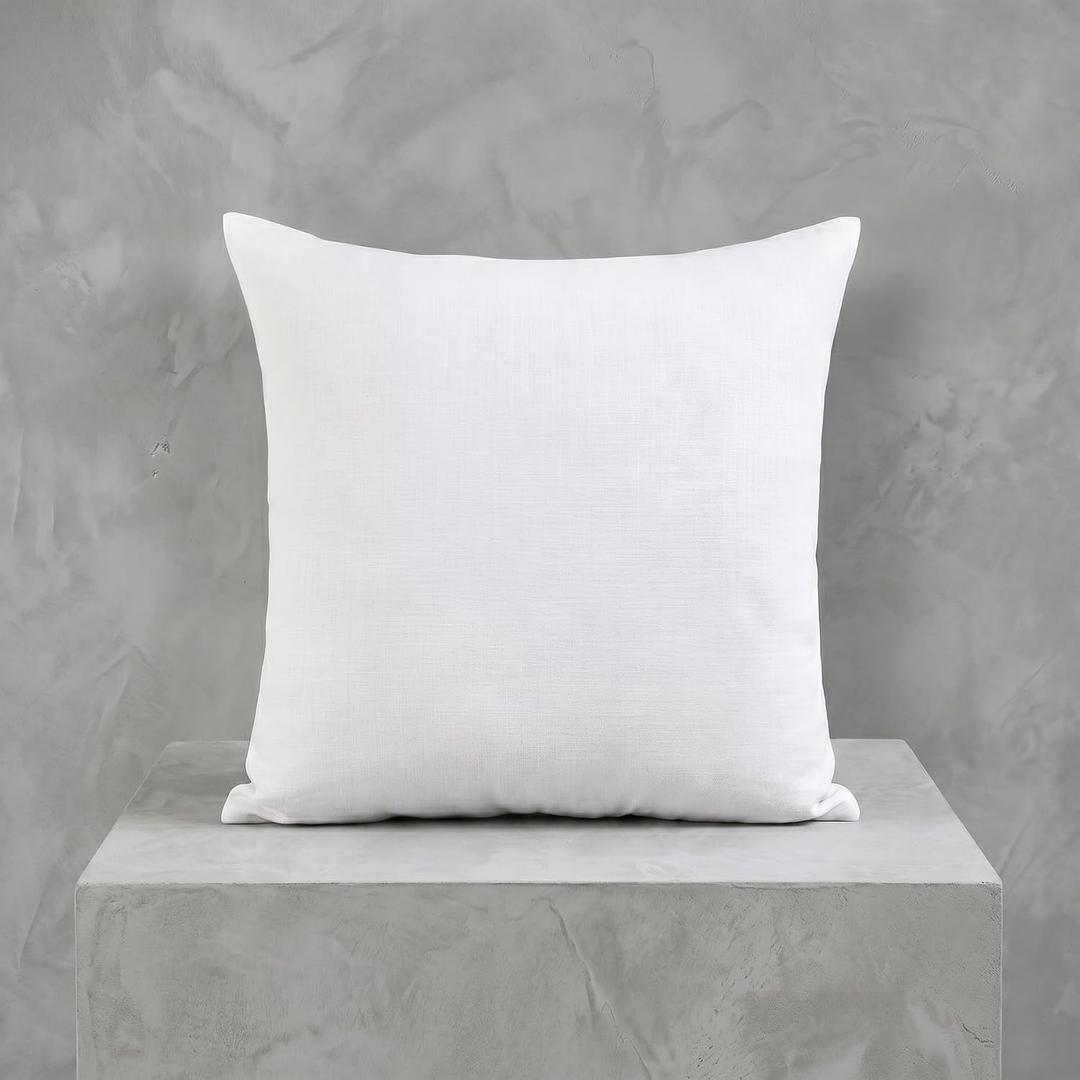 Solino Home 100% Pure Linen Decor Pillow Cover White, Montauk 20 x 20 in | Cushion Sham a soft cushion cover for sofas, beds, benches and reading nooks | textured handwoven linen | OEKO-TEX Certified