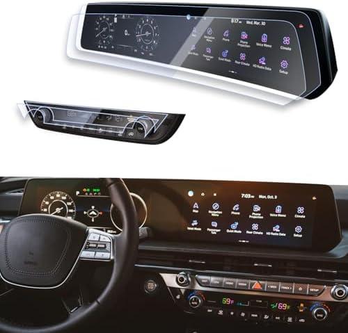 EUEKY 4PCS Compatible with 2025 2024 Kia Telluride Screen Protector is a Continuous & AC Climate Screen 2025 2024 Kia Telluride LX S EX SX SX Prestige dual 12.3Inch Displays Screen Protector Telluride Accessories 2024(Continuous Design)