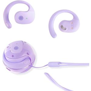 Ows Hanging Earphones 5.4 Bluetooth , Air Conduction Wireless Bluetooth Earphone, Bluetooth BT 5.4 Low Latency, Open Ear Headphones IPX5 Waterproof and Noise Reducing Touch Sports Earphones Purple