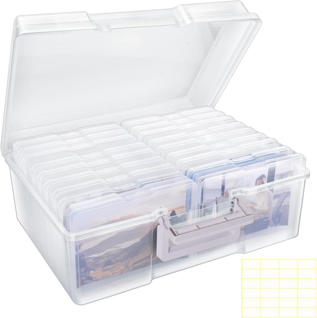 Photo Storage Box 5" x 7", Extra Large Photo Organizer Storage Container with 18 Inner Case, Seed Organizer Craft Storage Box Pictures, Arts, Crafts, Sewing, Stickers, Seeds, Office Supplies (Clear)