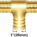 Joywayus 1" Hose Barb Tee T 3 Way Union Fitting Intersection/Split Brass Water/Fuel/Air
