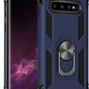 Military Grade Drop Impact for Samsung Galaxy S10 Plus Case 360 Metal Rotating Ring Kickstand Holder Built-in Magnetic Car Mount Armor Shockproof Cover for Samsung Galaxy S10+ Plus Phone Case Blue