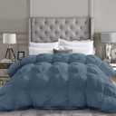 Over King Plus Down Alternative Comforter 128x120 Inch Steel Blue 500 GSM Ultra Soft Breathable, Luxury Pintuck Pinch Pleat, All Season Duvet Insert with Corner Tabs, Machine Washable