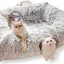 XxingSheep 4 Cave Shuttled XL Cat Tunnel Bed for Indoor Cats Peekaboo Toy Donut With Warm Mat