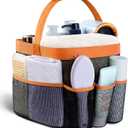 Attmu Mesh Shower Caddy Portable for College Dorm Room Essentials with 8 Pockets, Hanging Shower Caddy Dorm Basket, Quick Dry Shower Bag for Bathroom (Orange)