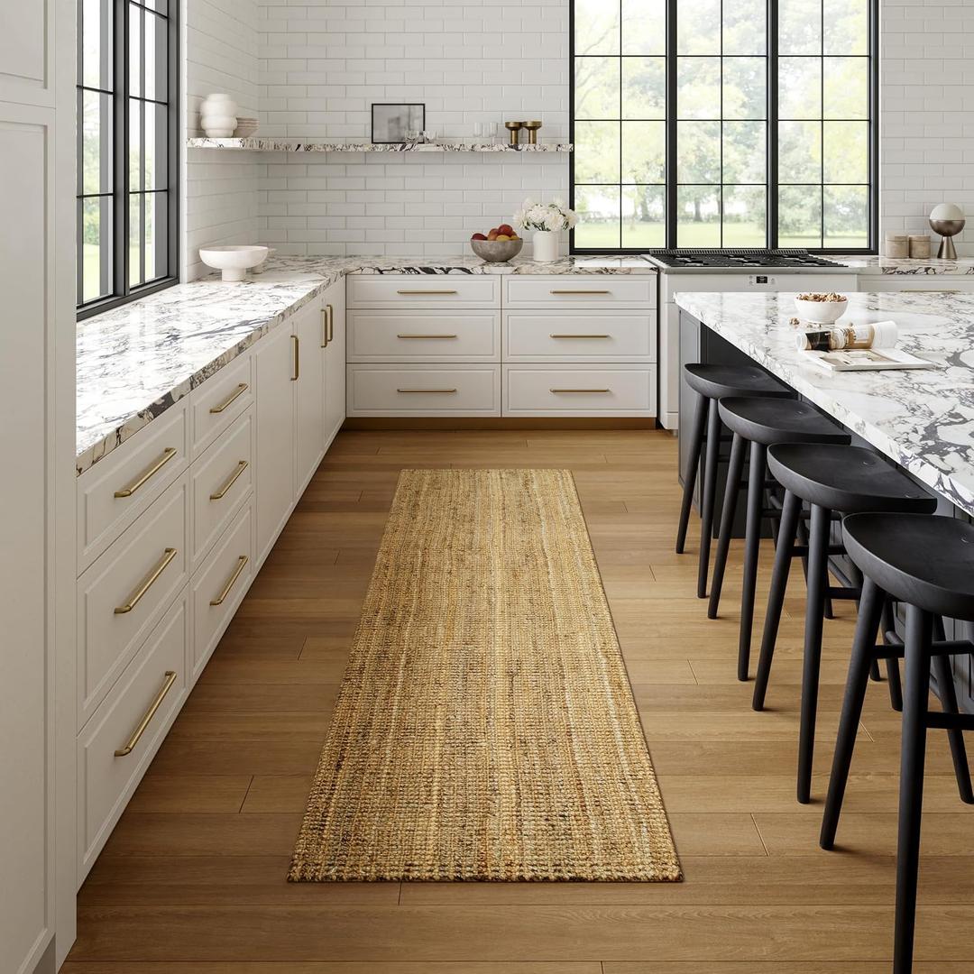 Nuloom Ashli Hand Woven, Natural, 2'6" x 8', Farmhouse, Jute, Soft and Textured, High Traffic, Stain Resistant, Easy Clean, Durable Runner for Bedroom, Living Room, Dining, Den, Foyer, Entryway