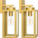 BesLowe 2-Pack Outdoor Wall Light Fixtures, Exterior Waterproof Wall Lanterns, Porch Sconces Wall Mounted Lighting with E26 Sockets & Glass Shades, Modern Wall Lamps for Patio Front Door, Gold