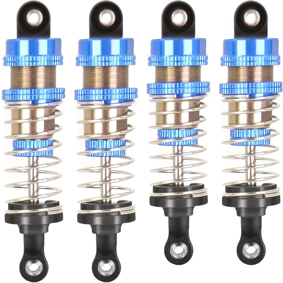 Oiled Shocks Upgraded 66mm/72mm Aluminum Oil Shock Absorber Set for 1/12 1/14 1/16 RC Cars - Compatible with WLtoys 144001, 124019, MJX 16208, HBX & More