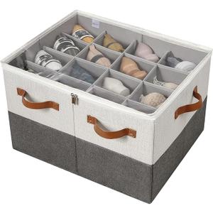 Shoe Storage Box Organizer for Closet - Space Saver Shoes Containers Bin with Clear Lids Stackable, Can Fit Ottoman, Foldable Shoe Rack Cabinet Cubby for Wardrobe (1 Pack), 21"x17"xh13"