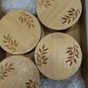 Beeveer 8 Pcs Regular Mouth Lids for Mason Jars 2.76'' Reusable Wooden Leaf Pattern Storage Lids with Airtight Silicone Sealing Rings Round Canning caps for Food Storage
