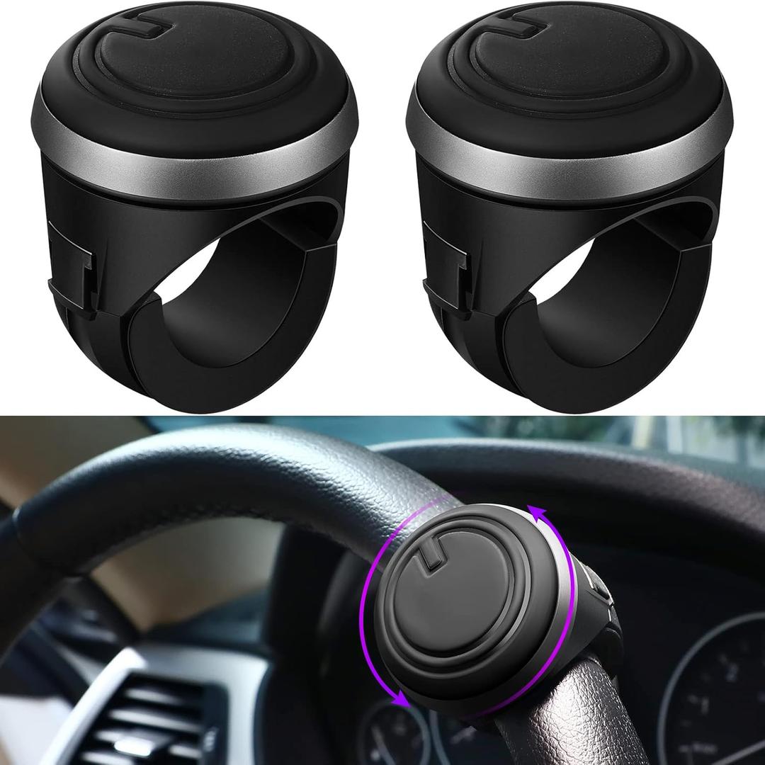 Spinner Knobs Steering Wheel Buddy 360 Degrees Rotation Suicide Knobs for Steering Wheel with Silicone Surface and Metal Bearings for Driving Turning Car Truck Boat (2 Packs)