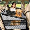 Large Dog Car Seat, Back Seat Extender for Dogs with Mesh Windows, Foldable Pet Car Seat with Hard Bottom, Waterproof Pet Seat Cover for Cars, Trucks and SUVs