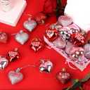 2 x LOAVER 36 Pcs Valentine's Day Heart Shaped Ornaments,Glitter Red Pink Silver Romantic Heart Hanging Baubles with Sweet Love Words for Valentines Tree Home Wedding Party