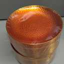 Rubtlamp 100Pcs Orange Gold Plastic Dessert Plates, 6Inch Small Hammered GoId Disposable Cake Plates, Hard Appetizer Plates, Fancy Plastic Plates for Party Wedding Teatime