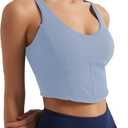 Women's Bustier Corset Crop Tank Tops Sleeveless Trendy Scoop Neck for Women Going Out Tops Summer Sexy High Impact (Blue, M)