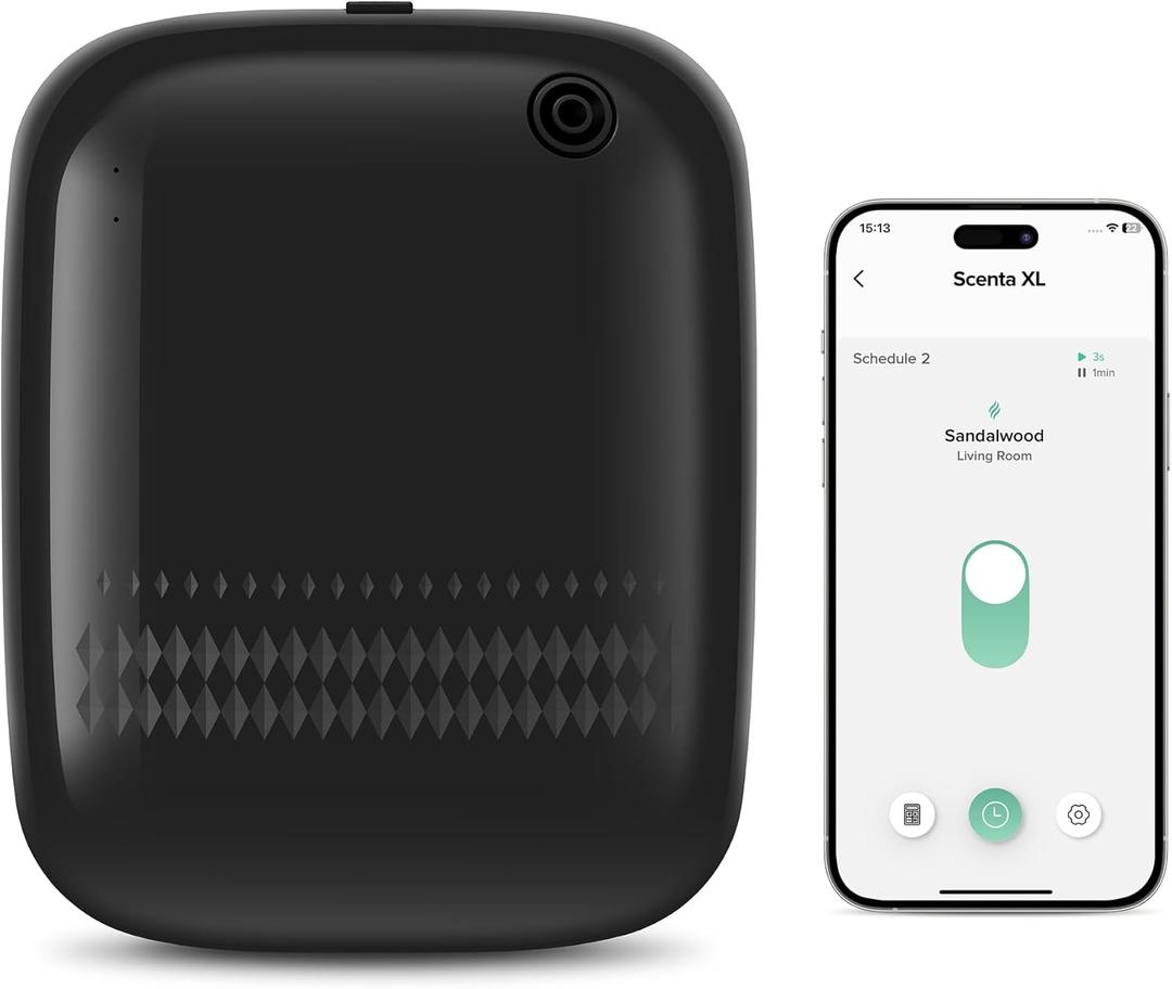 Airversa Waterless Essential Oil Diffuser for Home Large Room and Commercial Use, Up to 2000 sq ft, App Control Cold Air Diffuser, 400mL, DC-12V/1A Plug in Wall, Smart Scent Air Machine, ANW-Black