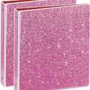NatureTouch 3 Ring Binder, Glitter 1 Inch Organizer (10.5'' x 11.5'') Holds 8.5 x 11 Letter Size 300 Pages, Waterproof Durable View Binder, 2 Pack, Pink