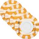 4 Pcs 15 Inch 100% Cotton Scalloped Round Placemats, Thin Yellow & White Stripes Place Mats with Ruffle, Washable Placemats Table Mats for Kitchen Dining Holiday Gatherings Decor