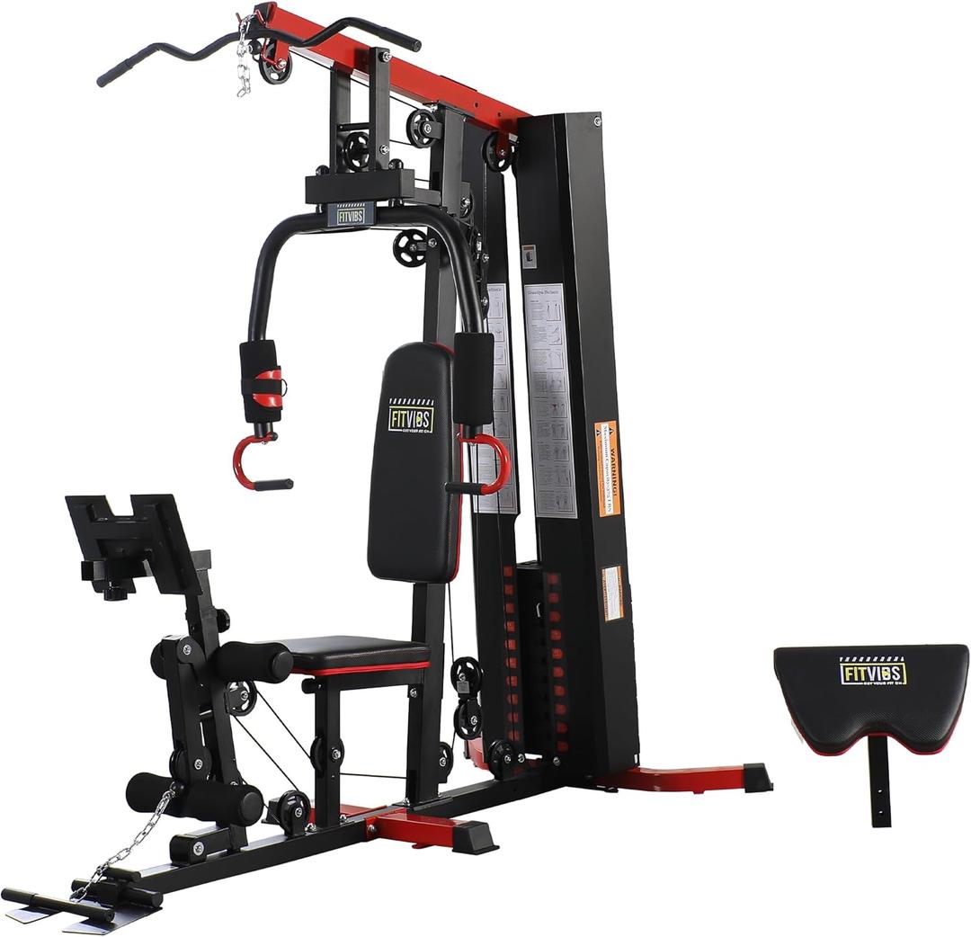 Home Gym, Full Body Strength Training with Pulley System, Black Steel Home Gym System, 330 Pound Resistance, 400 Pound User Weight Capacity