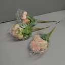 Tigeen 6 Bundles Artificial Bouquet Flowers Artificial Peonies Faux Roses Hydrangea Flowers Bouquet for Wedding Table Centerpiece Floral Vase Decor (White,Pink)