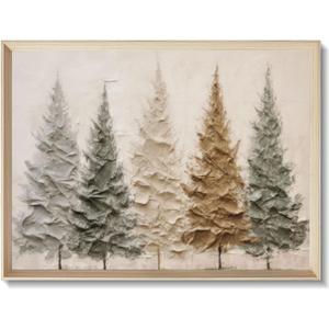 FAEKSUR Framed Christmas Wall Art Decor, Winter Watercolor Pine Trees Landscape Wall Art for Living Room, Rustic Xmas Forest Wall Art Prints for Bedroom, Bathroom, Kitchen, Farmhouse, Office, 12x16