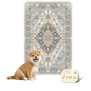 nunubaby Washable Pee Pads for Dogs, Stylish, Non-Slip and Leak-Proof Pee Pads. Reusable Potty Pads for Dogs for Crates and Floors.(Beige/Multi, 24" x36" )