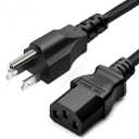 Standard 5ft (1.5m) 10 Amps 125 Volts Black 3 Prong AC Power Cord Cable for Electronics, TV, Computer, Printer, Radio, Monitor, Samsung, Dell, Vizio, LG, Asus, Laptop and More (5-feet)