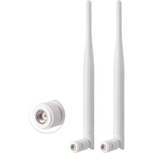 Eightwood 2.4GHz 5GHz 6dBi WiFi Antenna for Security Camera Surveillance DVR Recorder WiFi Router, RP-SMA Connector, White, 2-Pack