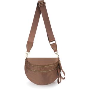 Pure Colour Crossbody Bag Bum Bag for Women,Spacious Purse Fanny Packs Belt Bag,Oversized Bum Bag (Colour Bum Bag-Coffee), 11.0 Inches X 8.6 Inches X 4.5 Inches