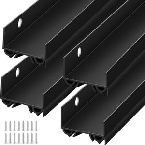 Lineshading 4 Sets Door Sweep Plastic PVC 1 3/4" x 36" Slide on Bottom Exterior Door Seal Strip for Weather Stripping Draft Stopper (Black)