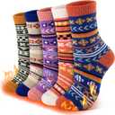 eallco Wool Socks Women Winter Warm Socks Thermal Thick Cozy Crew Socks for Womens Gifts 5 Pairs