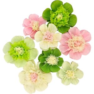 Mybbshower Crepe Paper Flower for Wall Psprt Pom Pom Decor Girls Birthday Party Backdrop Baby Shower Nursery Room Decoration Pack of 9 (Pink Green)
