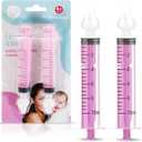 4 x Bluet B - Baby Nasal Syringe (2-Pack) - Safe Silicone Nasal Aspirator for Newborn - Infant Mucus Removal - 10ml Nose Cleaner Syringe for Baby - Toddler Congestion Relief - Reusable Tips - Pink